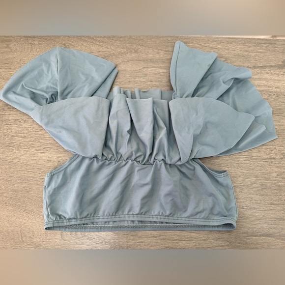 L*space Ruffle Swim off the shoulder Slated Glass Blue bikini set size S… - Picture 6 of 15